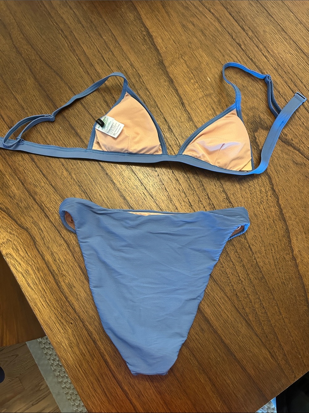 J. Crew Periwinkle Ribbed Triangle Bikini Set - Picture 2 of 6